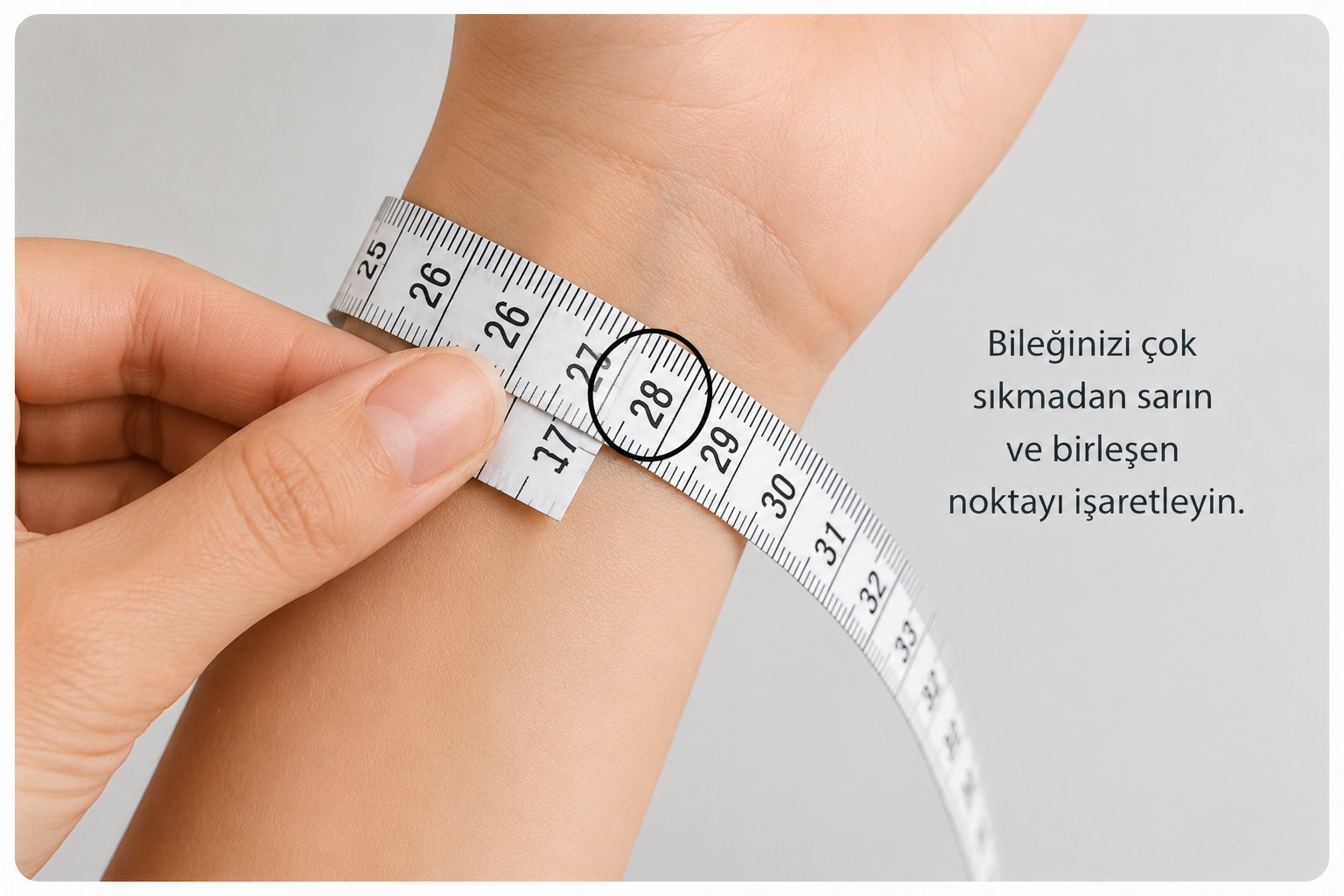 Mezura ile bileklik ölçüsü alma yöntemi