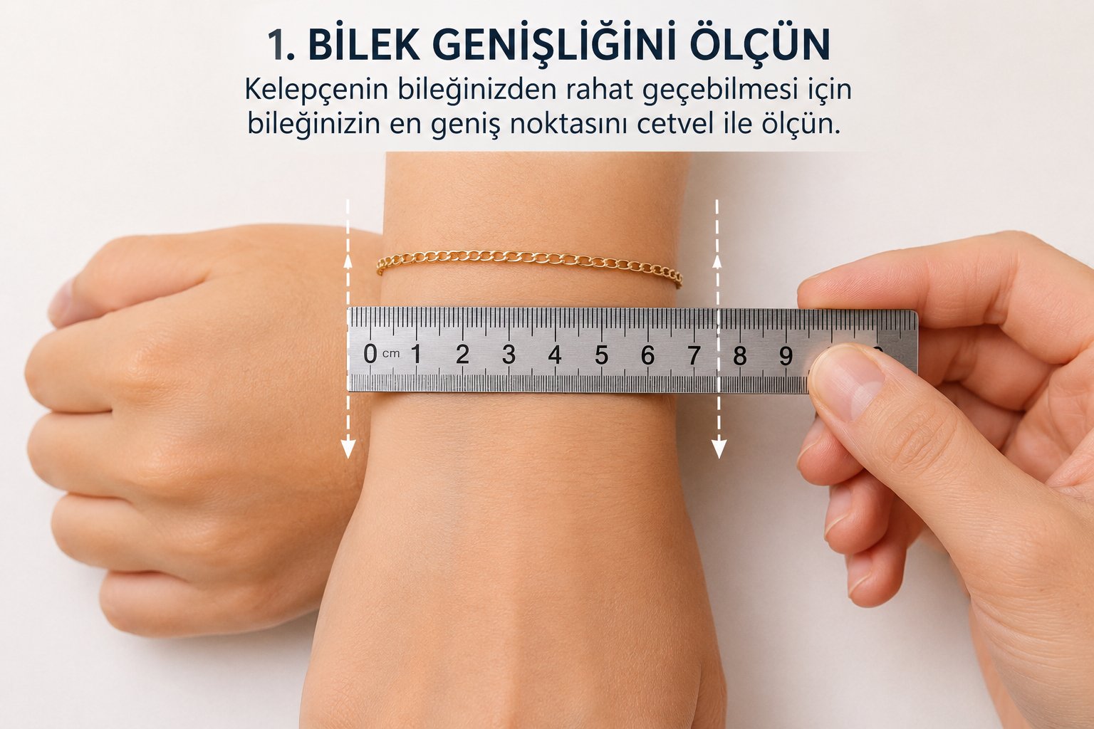 Kelepçe için bilek çevresi ölçme yöntemi