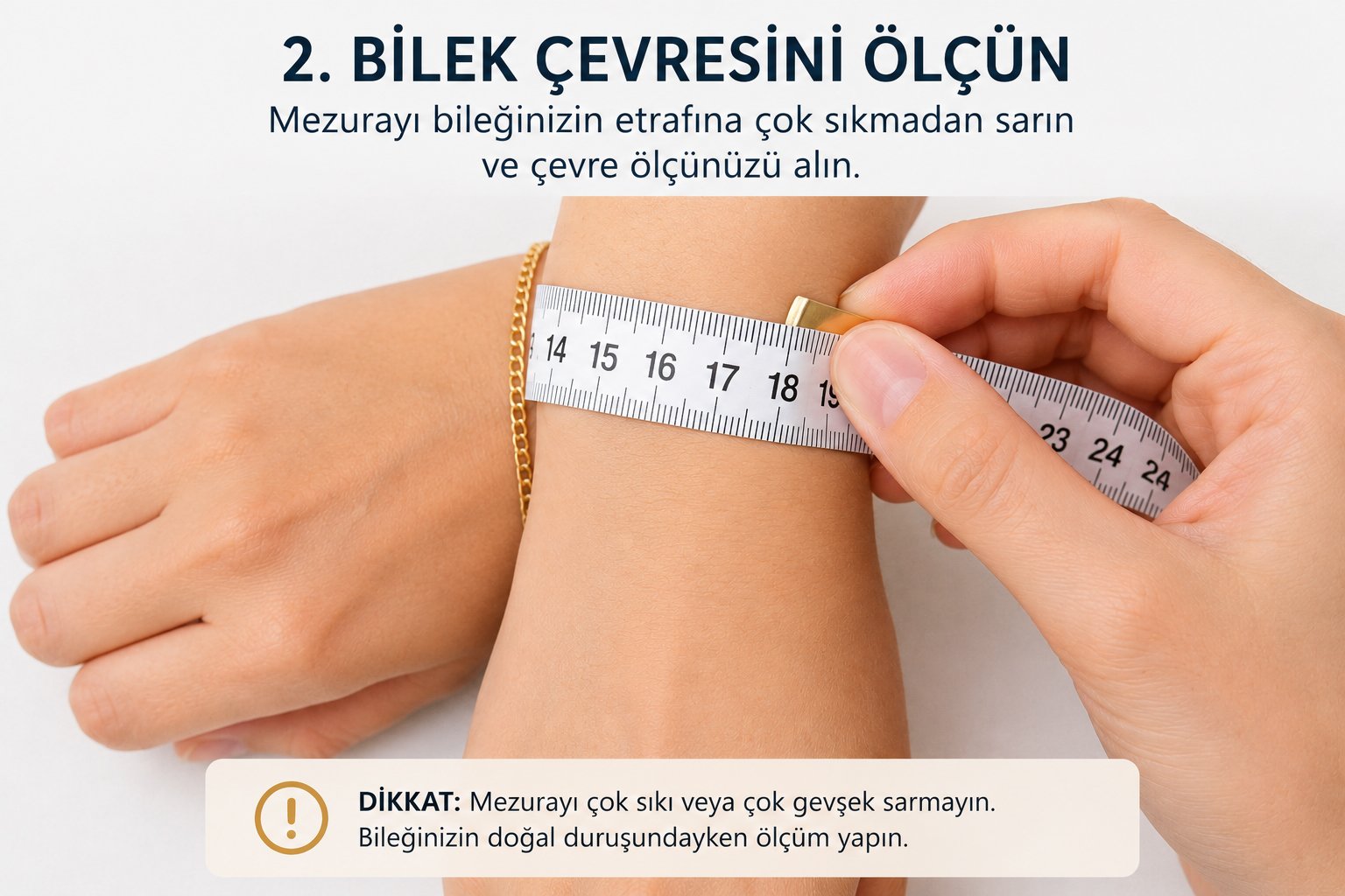 Kelepçe için bilek genişliği ölçme yöntemi