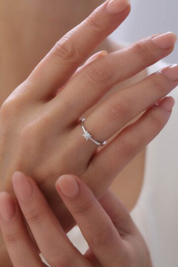 0,16 Karat V Kesim Pırlanta Yüzük - 3