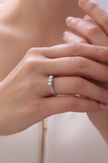 0,45 Karat Pırlanta Tria Yüzük - 3