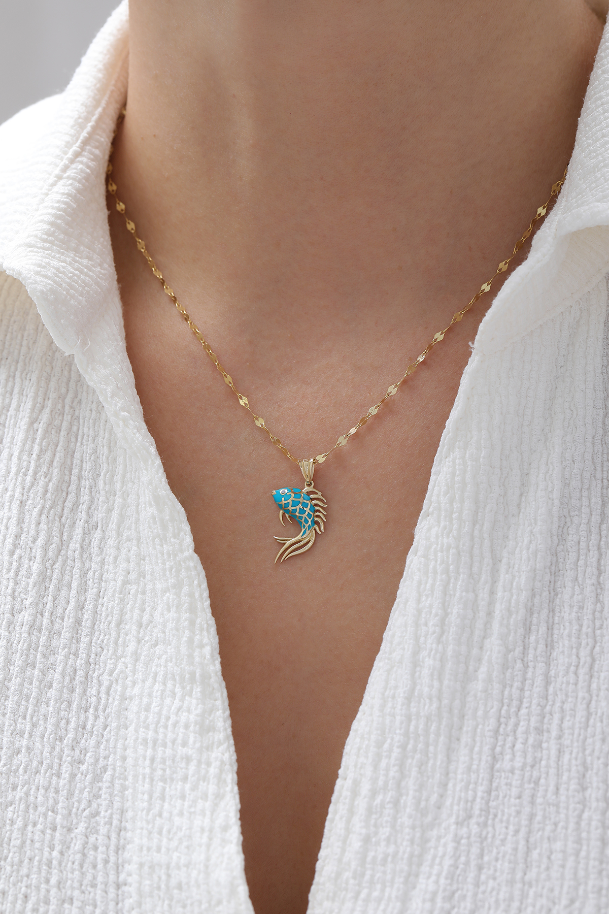 Aynalı Zincir Balık Kolye - Yavuz Kuyumculuk (1)