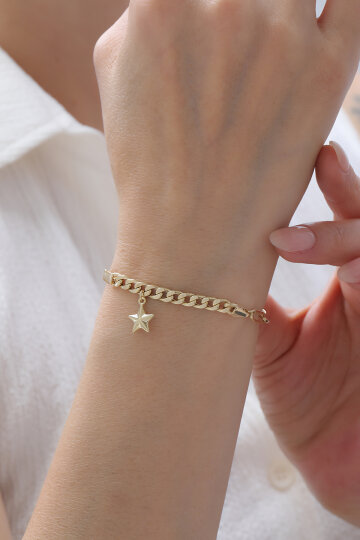 Gurmet Ataş Zincir Sallantılı Yıldız Bileklik - 3