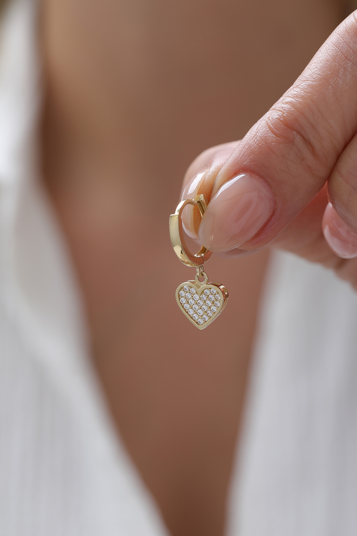 Halka Taşlı Kalp Küpe - Yavuz Kuyumculuk (2)