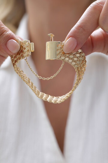 Kilit Detaylı Dört Sıra Pullu Bileklik - 3