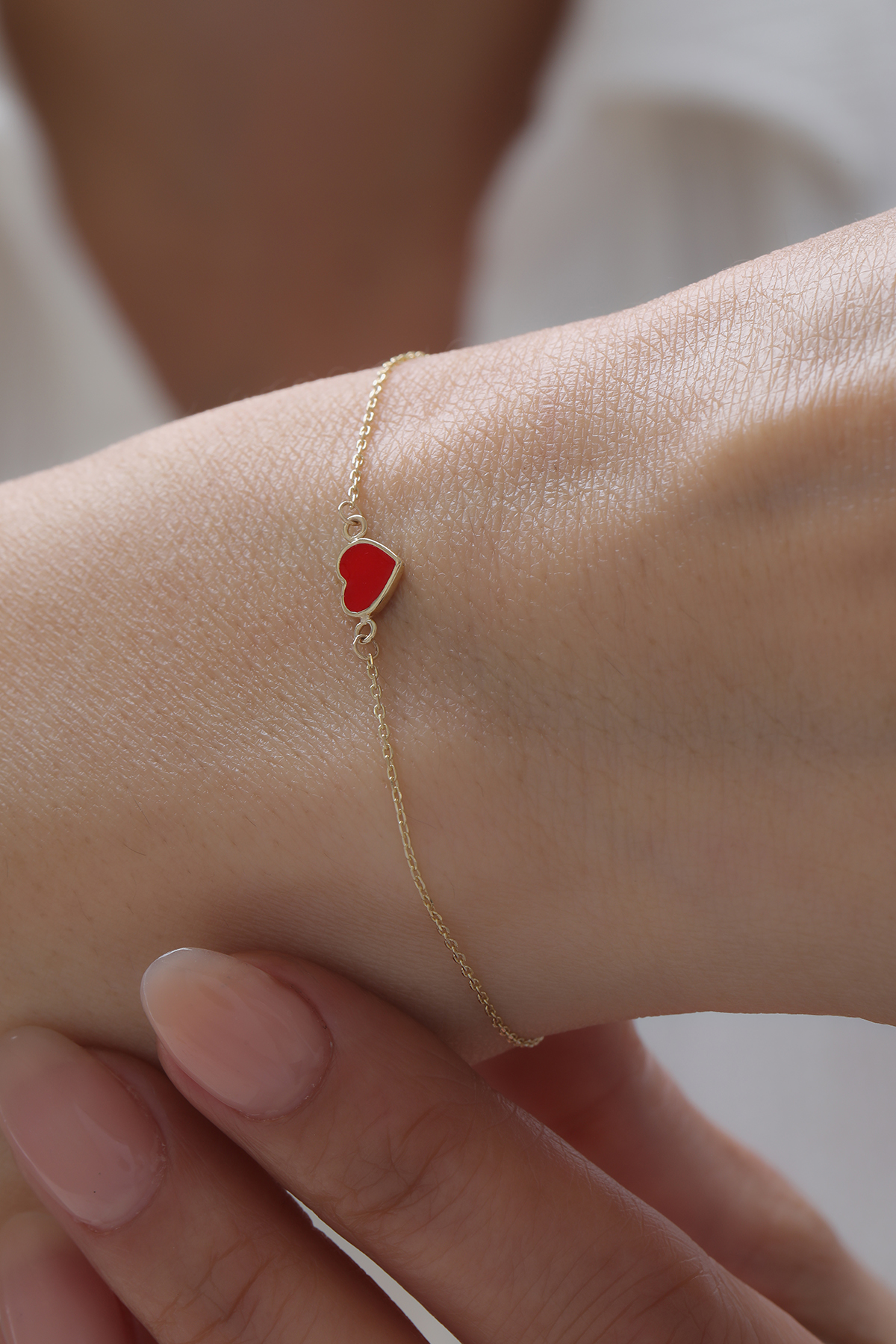 Kırmızı Mineli Kalp Bileklik - Yavuz Kuyumculuk (1)