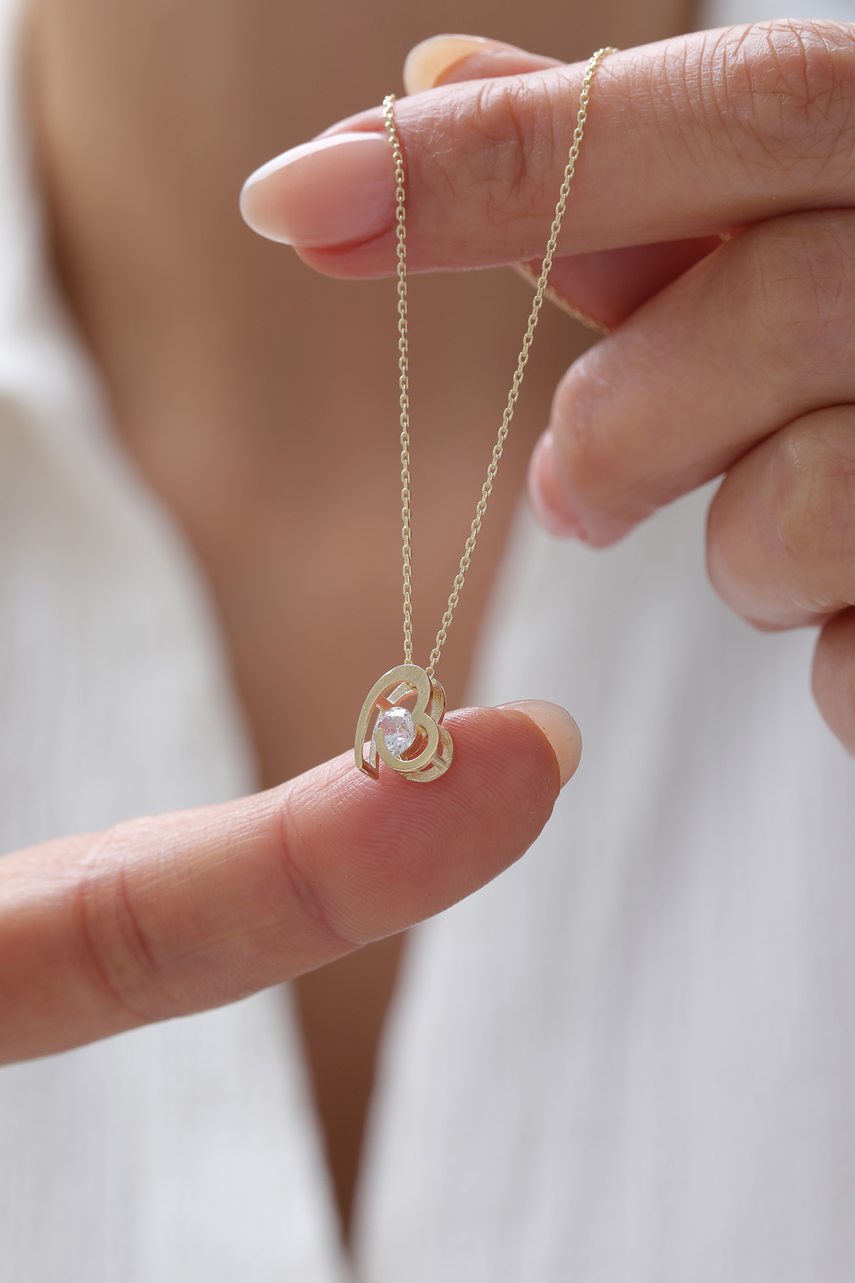 Taş Detaylı Üç Boyutlu Kalp Kolye - Yavuz Kuyumculuk (2)