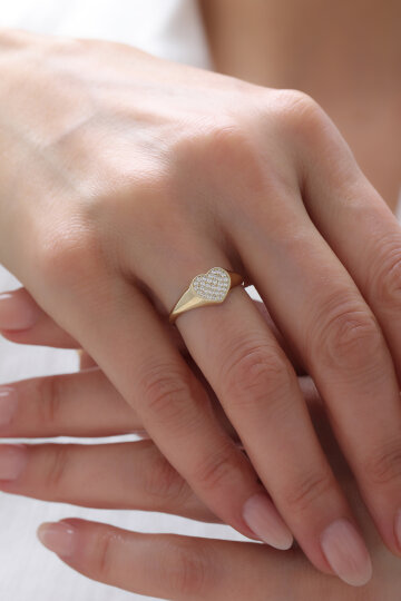 Taşlı Kalp Yüzük - 1