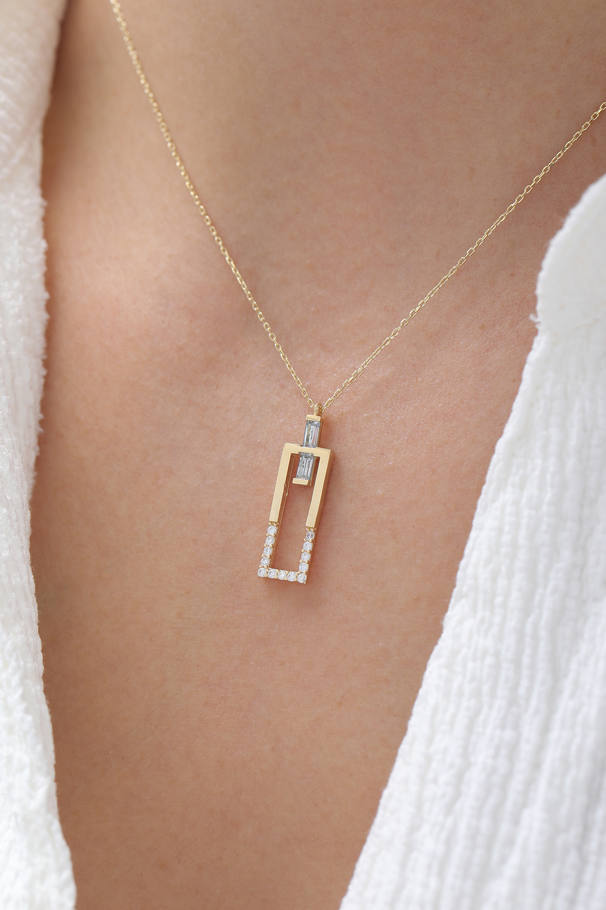 Yarı Taşlı Dikdörtgen Kolye - Yavuz Kuyumculuk (2)