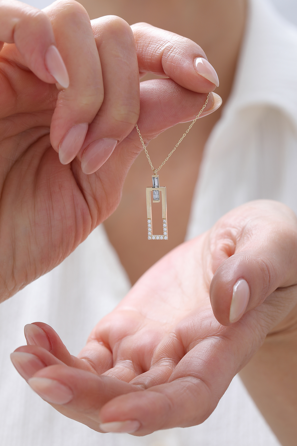 Yarı Taşlı Dikdörtgen Kolye - Yavuz Kuyumculuk (3)