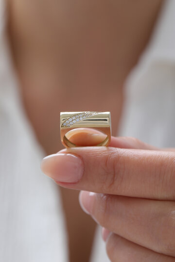 Yarı Taşlı Modern Yüzük - 3