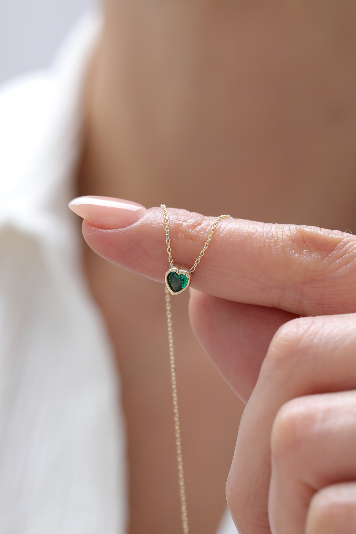 Zümrüt Taşlı Kalp Kolye - Yavuz Kuyumculuk (1)