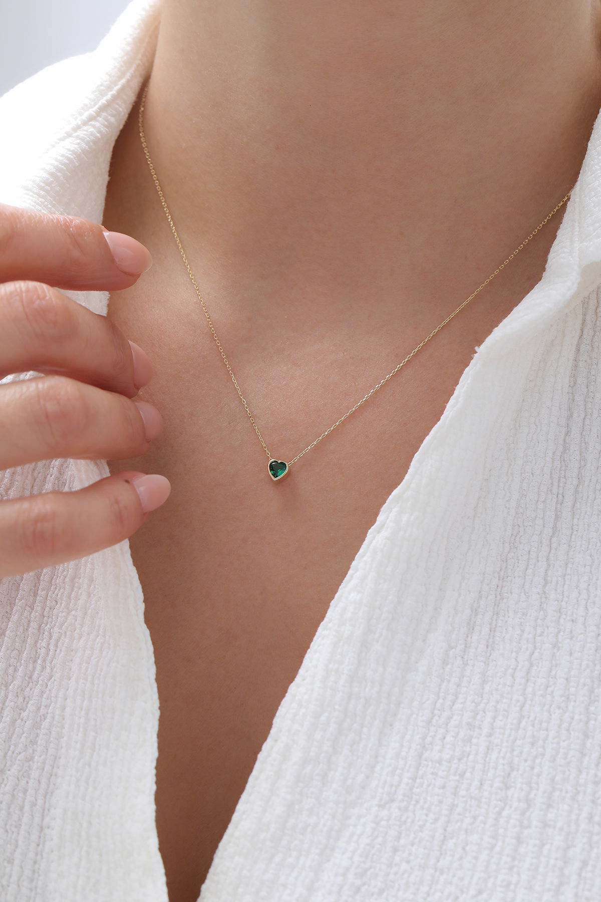 Zümrüt Taşlı Kalp Kolye - Yavuz Kuyumculuk (3)