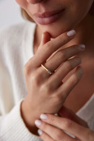 Asimetrik Taşlı Halka Yüzük - 1