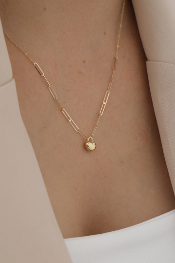 Ataş Zincir Kalp Kolye - 1