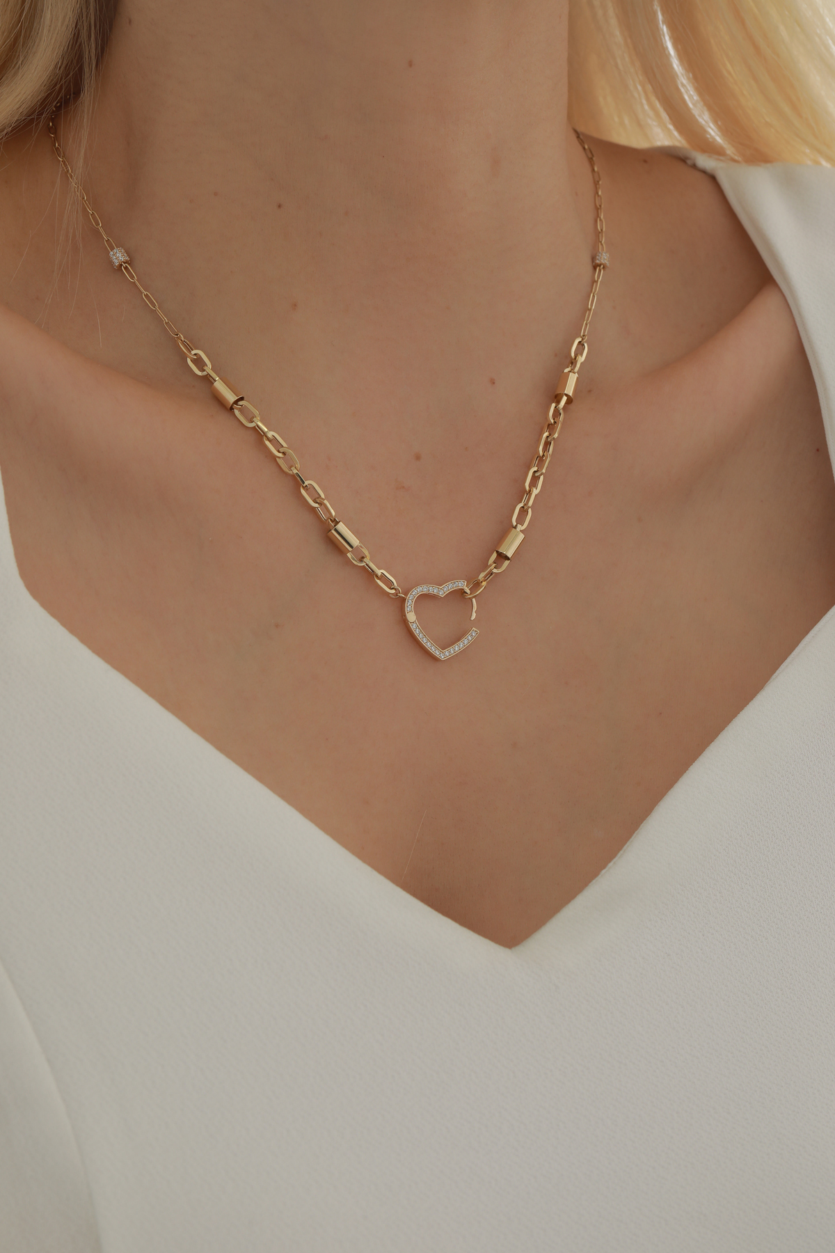 Ataş Zincir Modern Kalp Kolye - Yavuz Kuyumculuk (1)