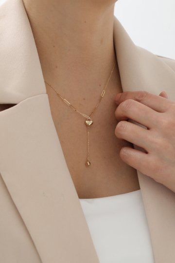 Ataş Zincir Sallantılı Kalp Kolye - 3