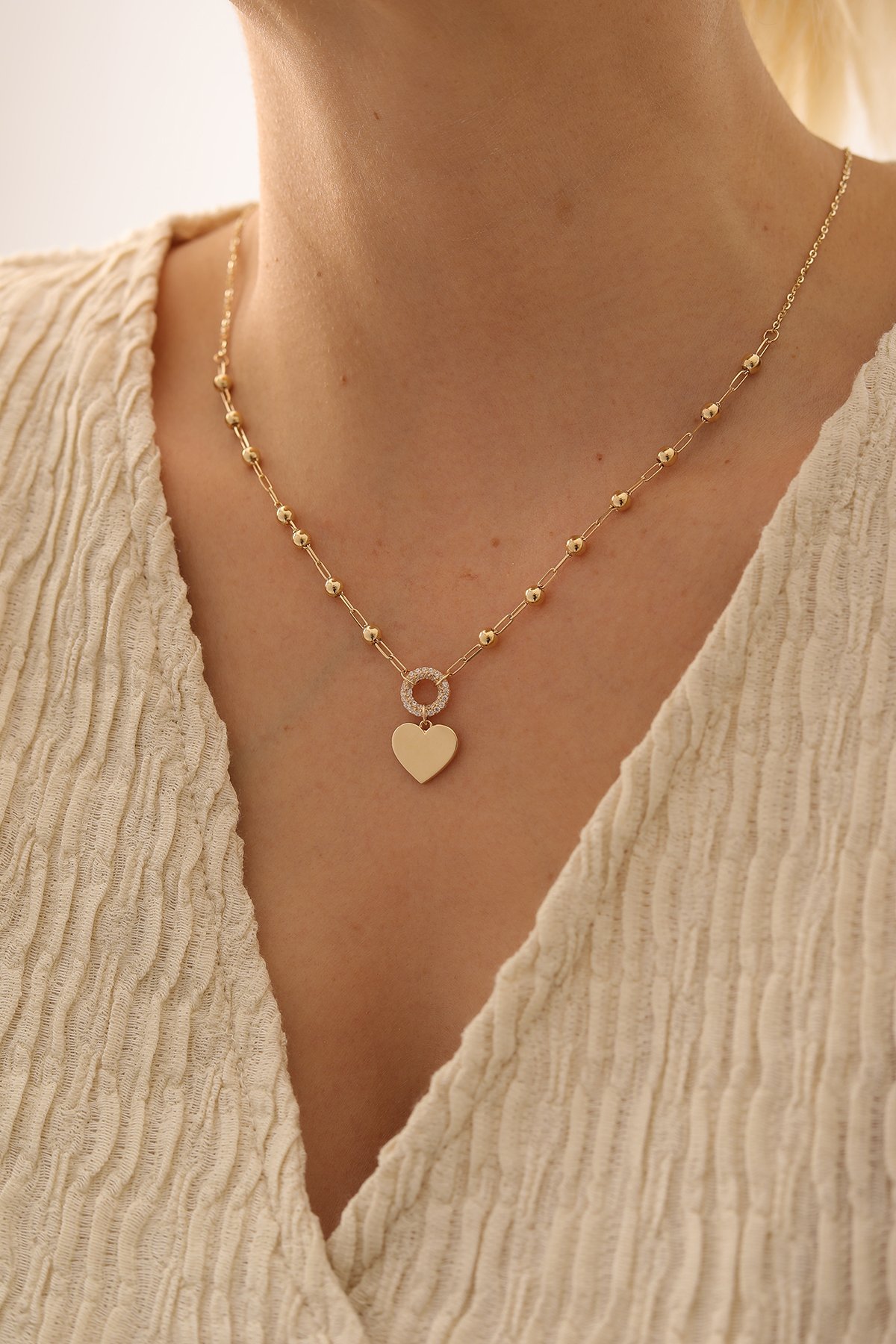 Ataş Zincir Toplu Modern Kalp Kolye - Yavuz Kuyumculuk (1)