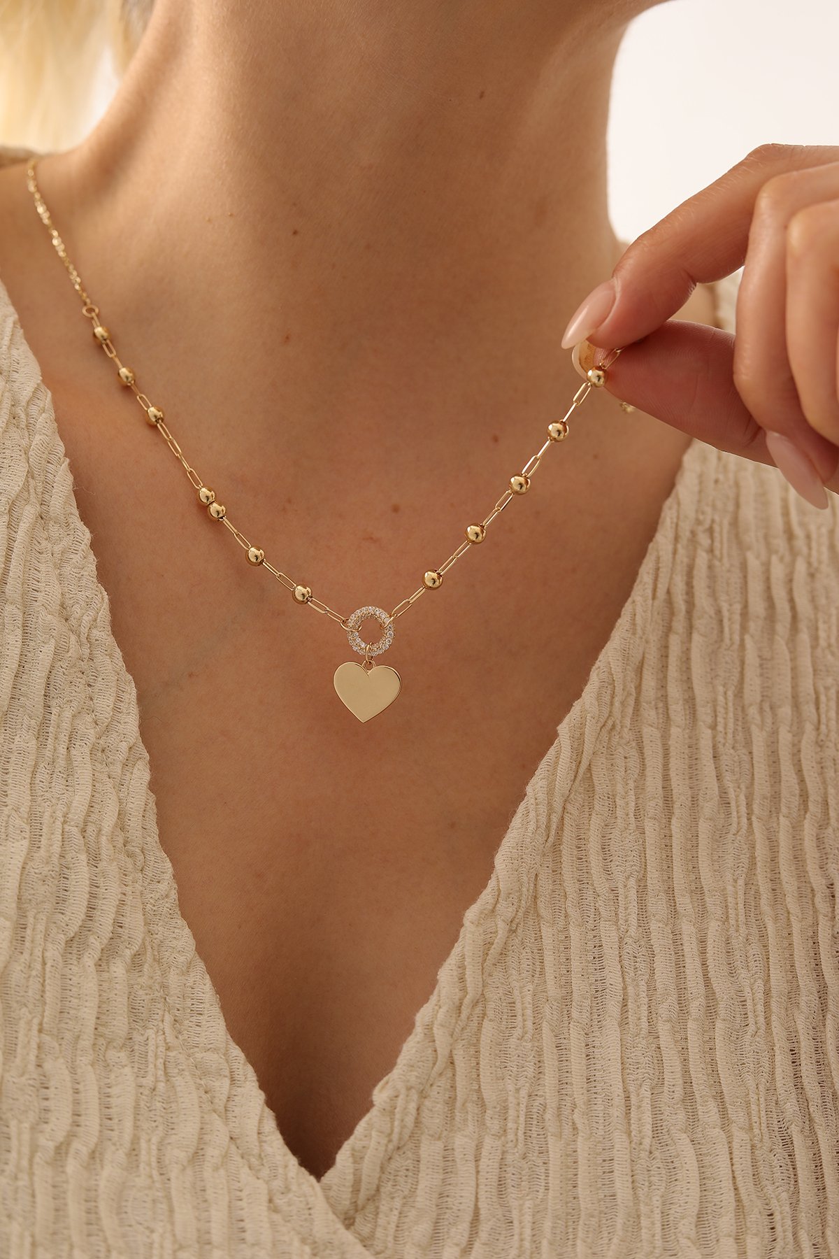 Ataş Zincir Toplu Modern Kalp Kolye - Yavuz Kuyumculuk (3)