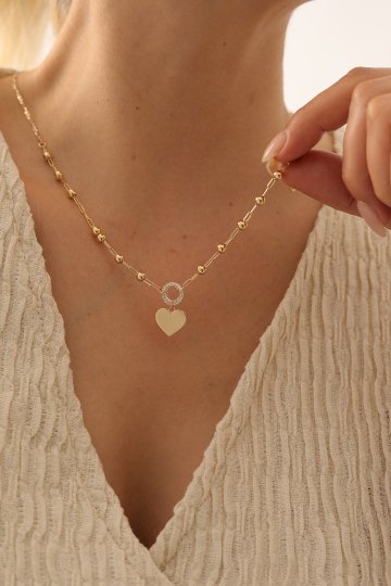 Ataş Zincir Toplu Modern Kalp Kolye - 3