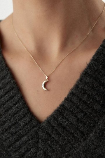 Ay Hilal Taşlı Tasarım Kolye - 3