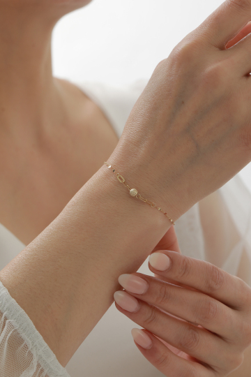 Aynalı Zincir Kalemli Top Bileklik - 2