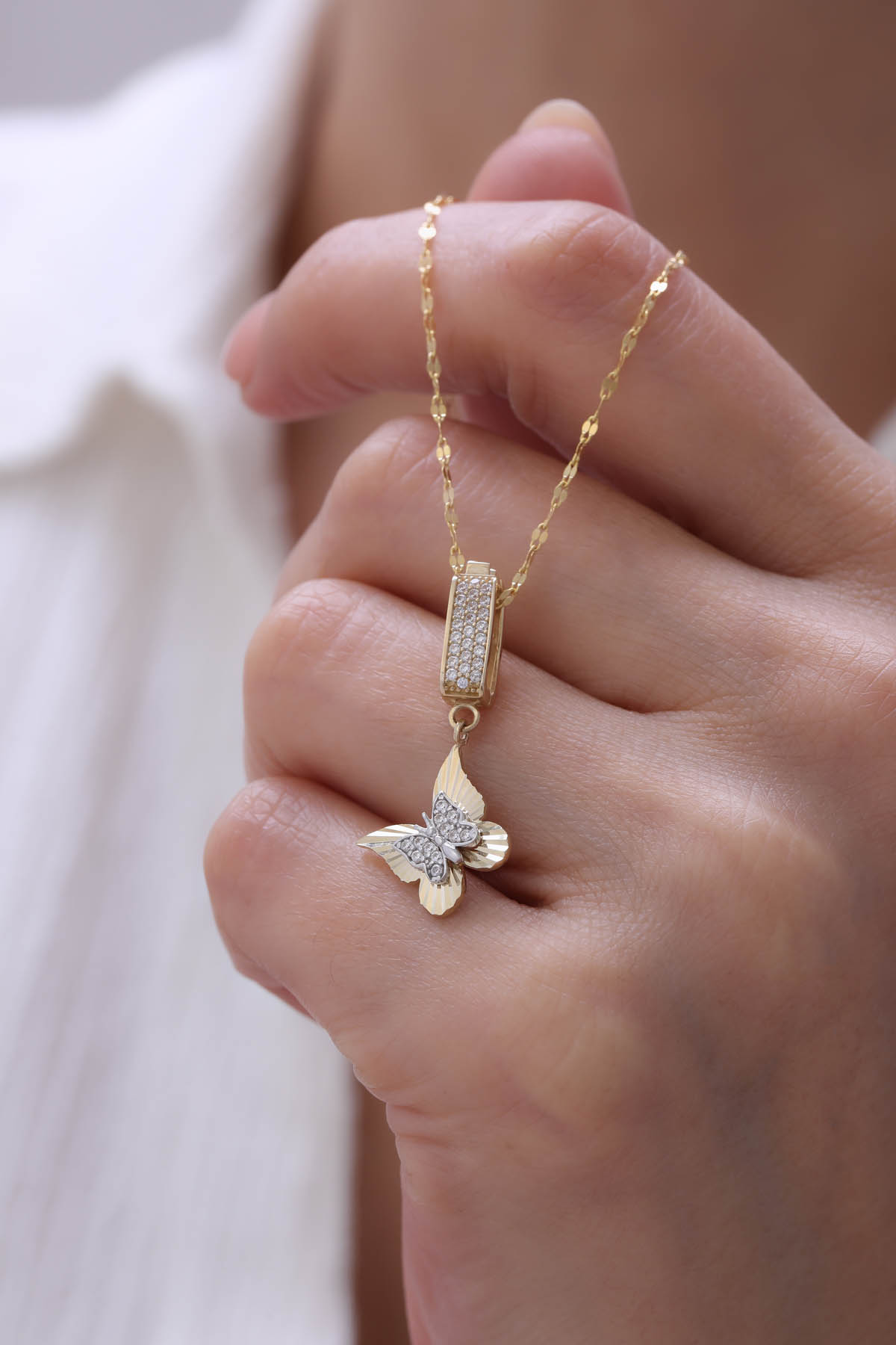 Aynalı Zinci Kalemli Kelebek Kolye - Yavuz Kuyumculuk (2)