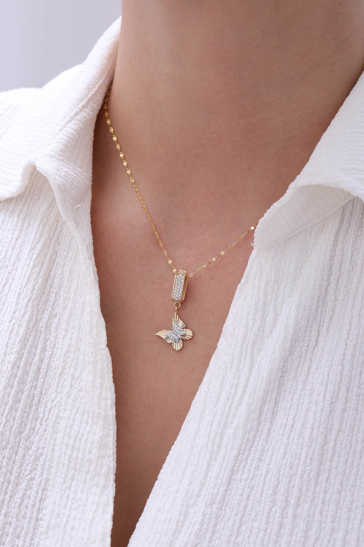 Aynalı Zinci Kalemli Kelebek Kolye - Yavuz Kuyumculuk (3)