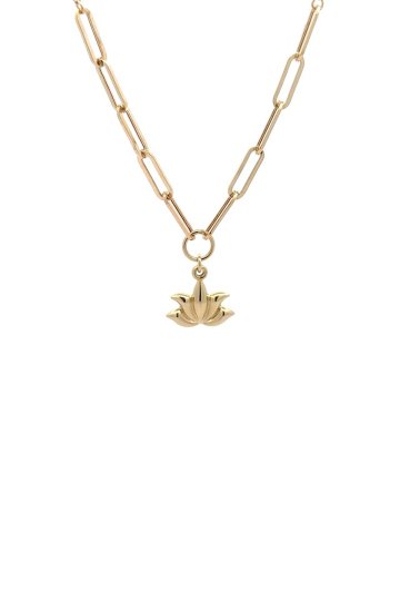 Aynalı Zincir Ataş Lotus Kolye - 2