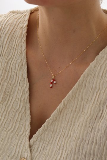 Aynalı Zincir Baston Kolye - 1