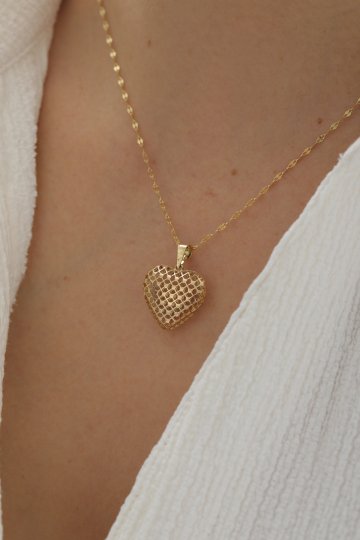 Aynalı Zincir Bombe Kalp Kolye - 2