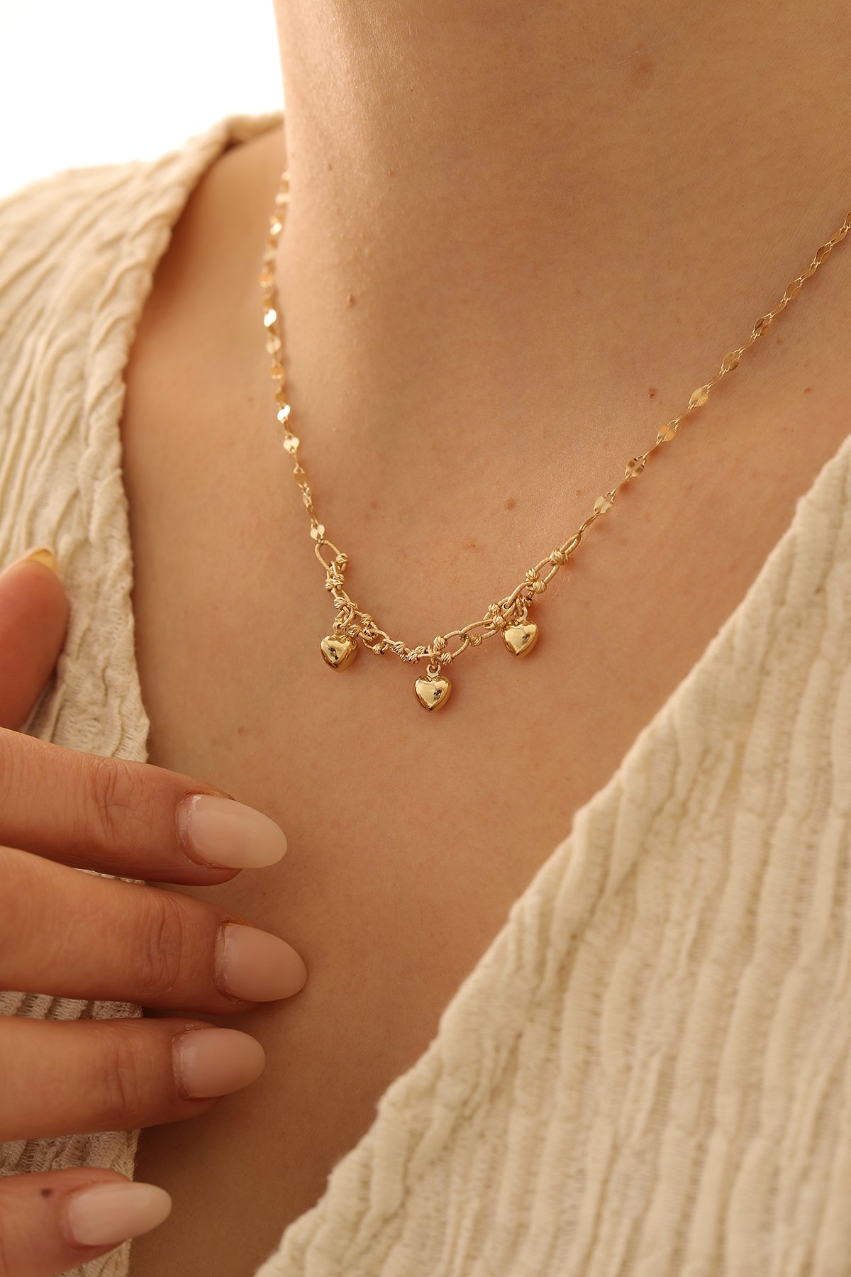 Aynalı Zincir Dorika Toplu Kalp Kolye - Yavuz Kuyumculuk (1)