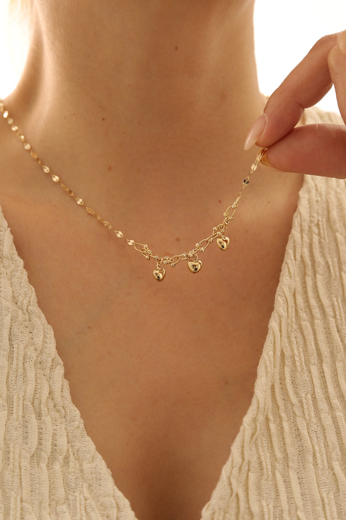 Aynalı Zincir Dorika Toplu Kalp Kolye - Yavuz Kuyumculuk (2)