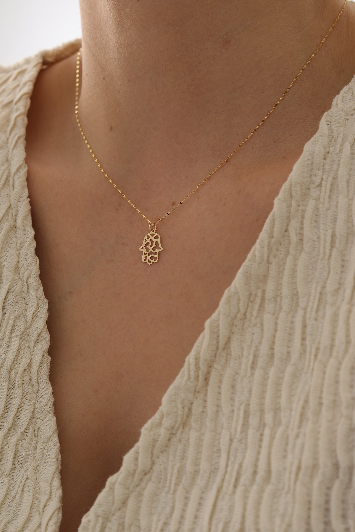 Aynalı Zincir Fatma Ana Eli Kolye - Yavuz Kuyumculuk (2)