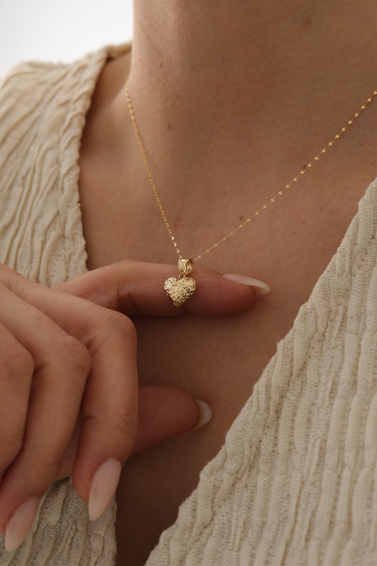 Aynalı Zincir Kalemli Kalp Kolye - Yavuz Kuyumculuk (1)