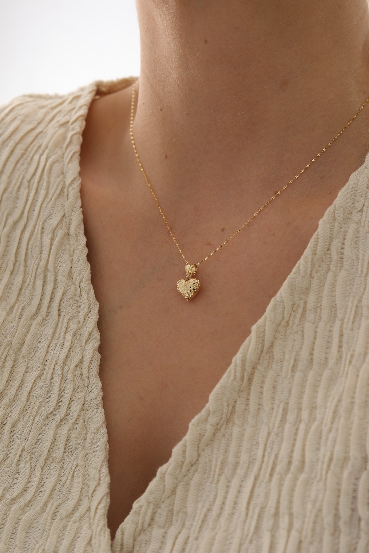 Aynalı Zincir Kalemli Kalp Kolye - Yavuz Kuyumculuk (2)