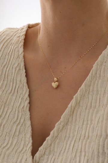 Aynalı Zincir Kalemli Kalp Kolye - 2