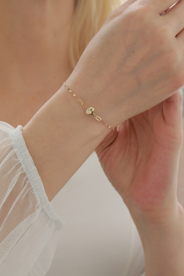 Aynalı Zincir Kalp Bileklik - 1