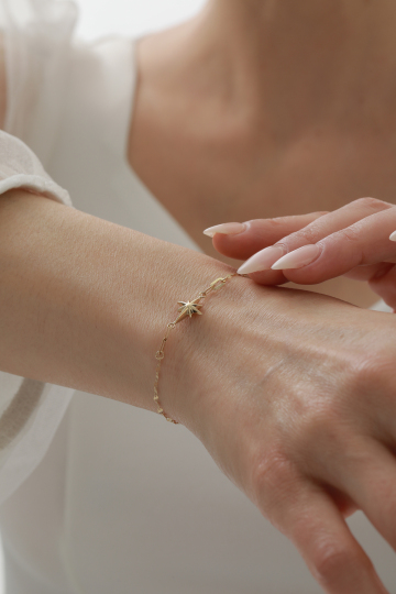 Aynalı Zincir Kuzey Yıldızı Bileklik - 1