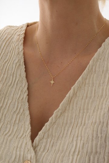 Aynalı Zincir Kuzey Yıldızı Kolye - 2