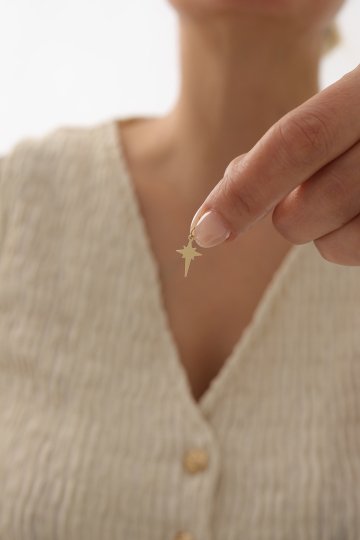 Aynalı Zincir Kuzey Yıldızı Kolye - 3