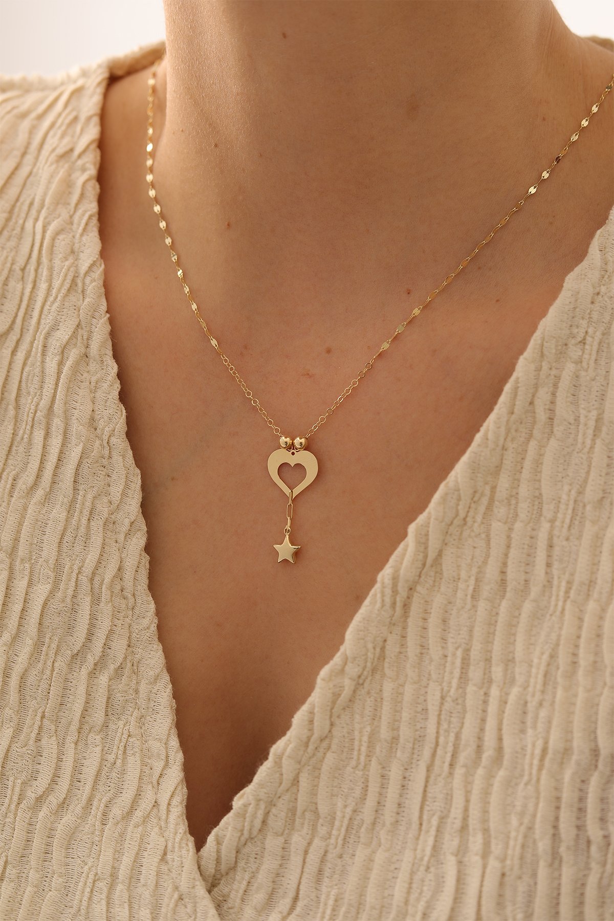 Aynalı Zincir Sarkıt Kalp Kolye - Yavuz Kuyumculuk (3)