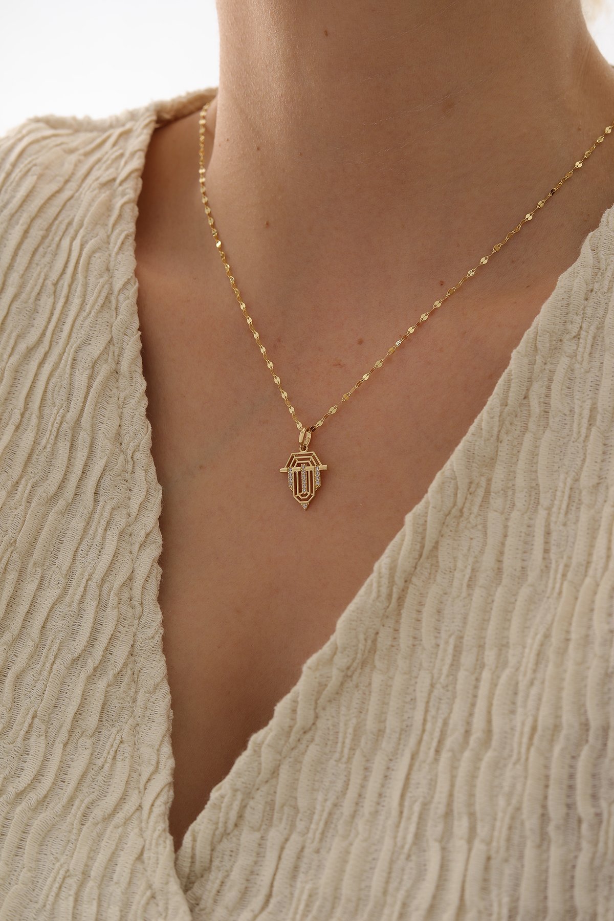 Aynalı Zincir Üçgen Kolye - Yavuz Kuyumculuk (2)