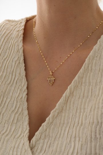 Aynalı Zincir Üçgen Kolye - 2