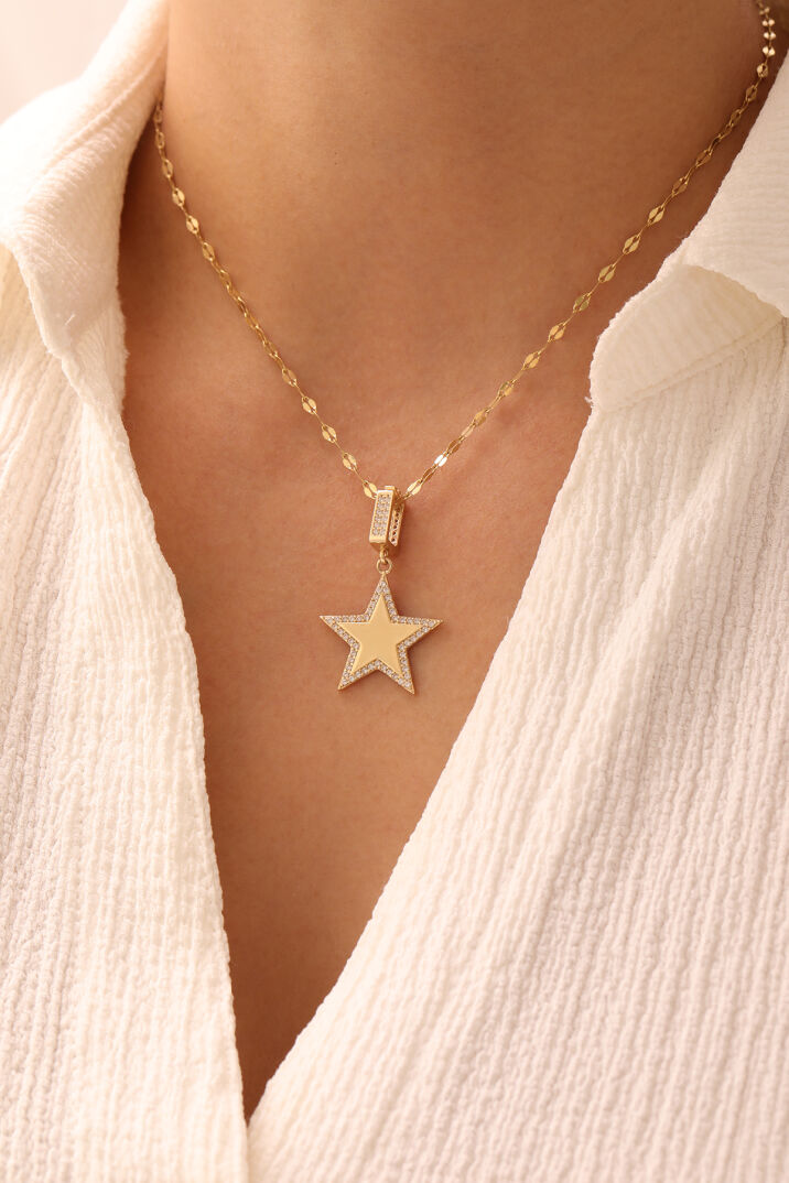 Aynalı Zincir Yıldız Kolye - Yavuz Kuyumculuk