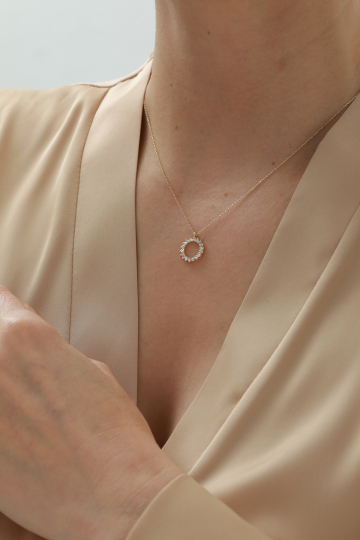 Baget Taşlı Çember Kolye - 1