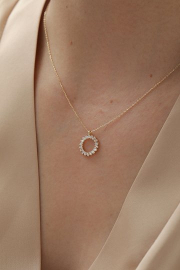 Baget Taşlı Çember Kolye - 3