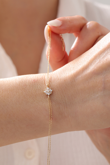 Baget Taşlı Çiçek Bileklik - 3