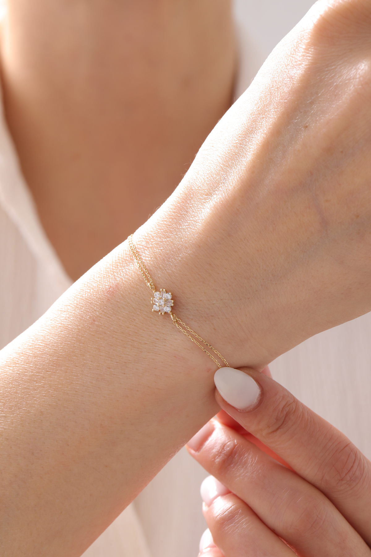 Baget Taşlı Çiçek Bileklik - Yavuz Kuyumculuk