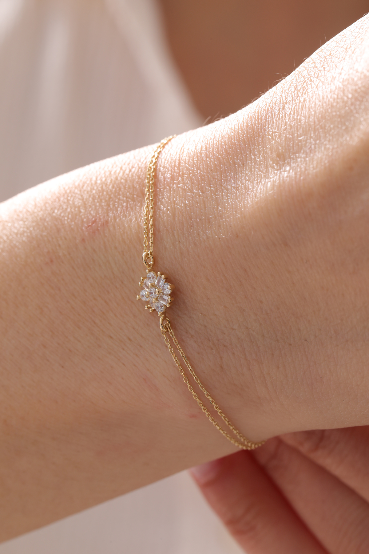 Baget Taşlı Çiçek Bileklik - Yavuz Kuyumculuk (1)